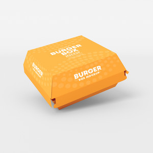 悬浮的汉堡包装盒贴图样机