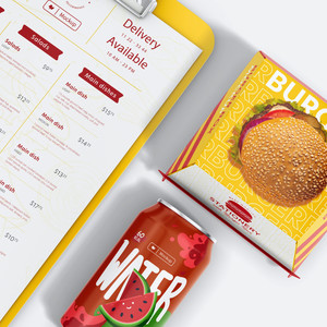 汉堡饮料菜单快餐品牌vi贴图样机