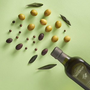 橄榄瓶子橄榄油包装贴图样机