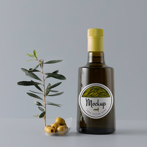 避光玻璃瓶橄榄油包装贴图样机
