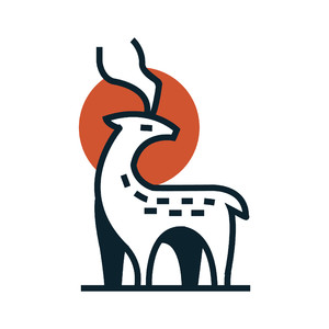 抽象鹿太陽標志圖標矢量logo素材