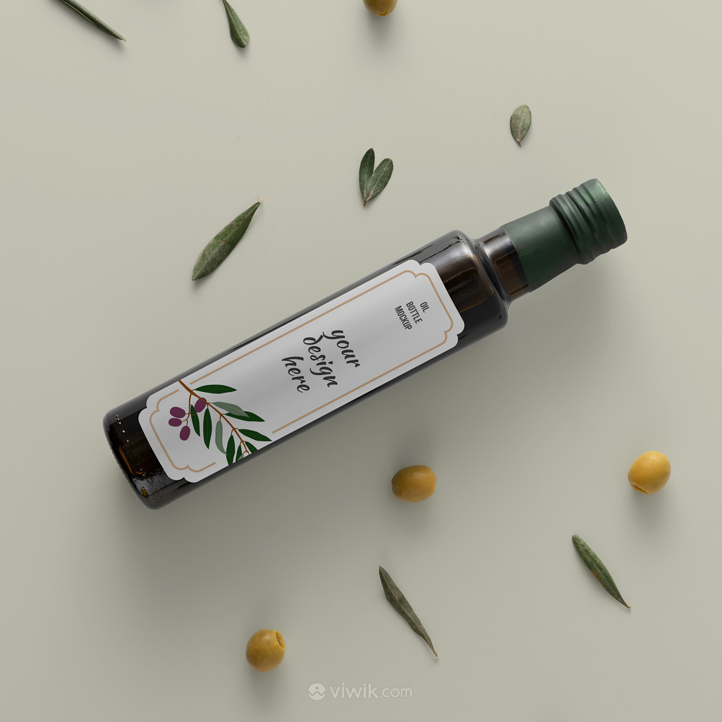 密封瓶橄榄油包装贴图样机