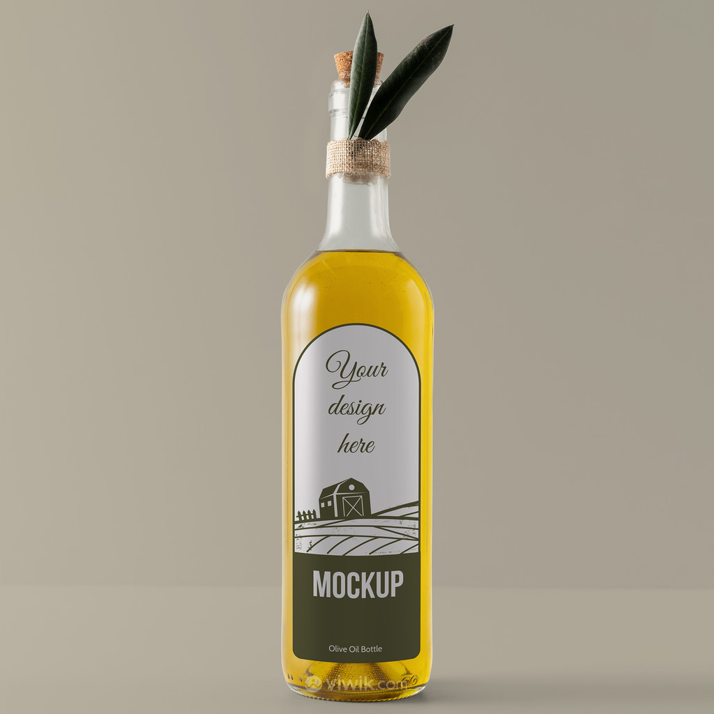 透明瓶子橄榄油包装贴图样机