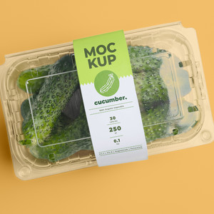 果蔬品牌保鮮盒小青瓜包裝貼圖樣機