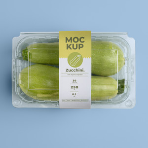 超市果蔬塑料包装盒西葫芦包装贴图样机
