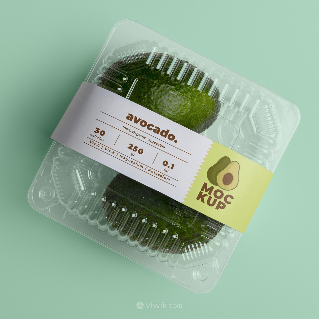 透明果蔬食品保鮮盒牛油果包裝貼圖樣機