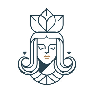 戴皇冠的长发女人标志图标矢量logo素材