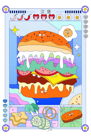 创意手绘汉堡美食广告海报素材