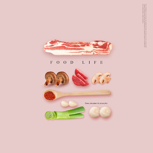 精美平铺肉类蔬菜美食广告海报素材