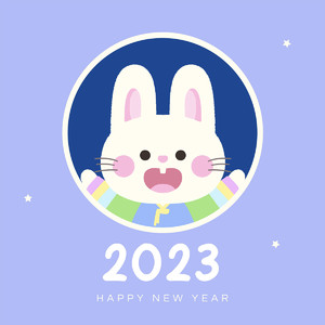 2023可愛萌兔新年快樂海報素材