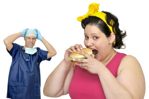 医生苦恼肥胖者胡吃海喝健身减肥图片