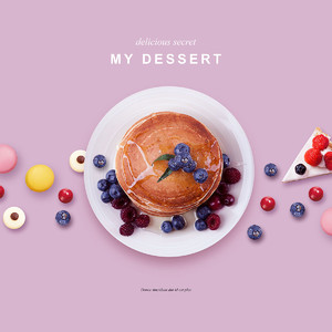 精美蓝莓蛋糕甜点美食海报素材
