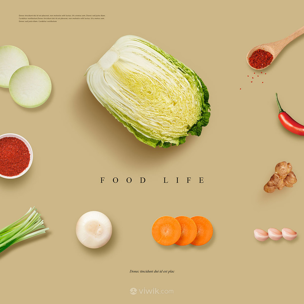 精美平铺大白菜泡菜美食广告海报素材