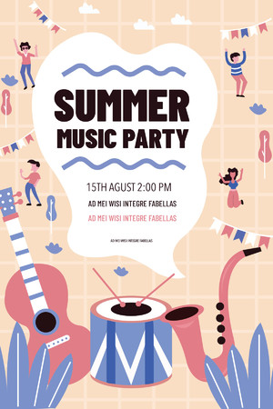 手绘时尚夏季音乐节宣传海报模板