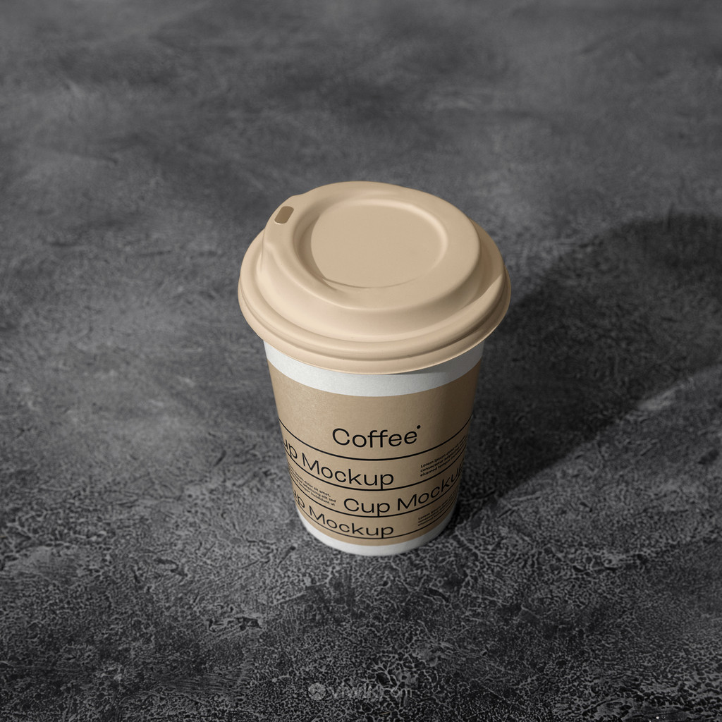 光影效果一次性纸杯水杯咖啡杯贴图样机