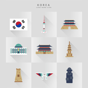 韩国南山塔地标矢量图标素材