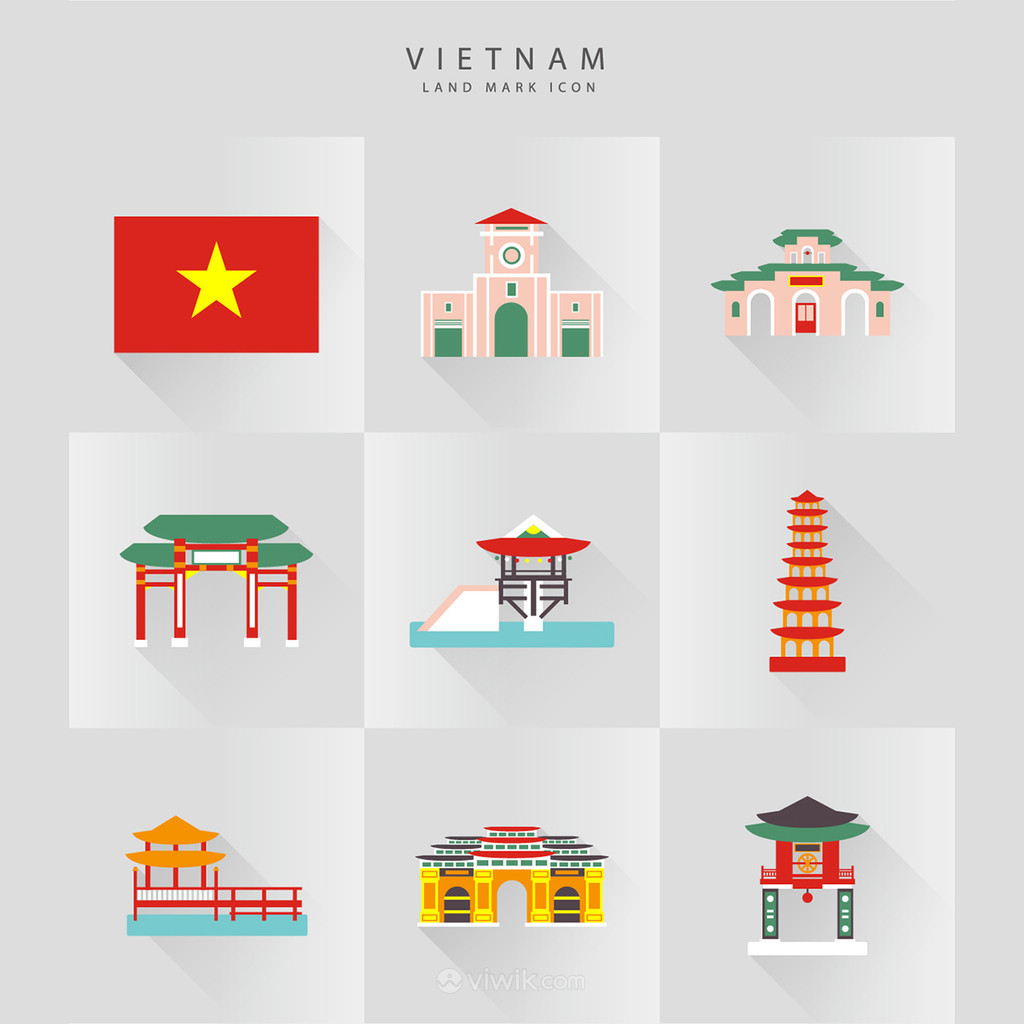 越南地标建筑矢量图标素材