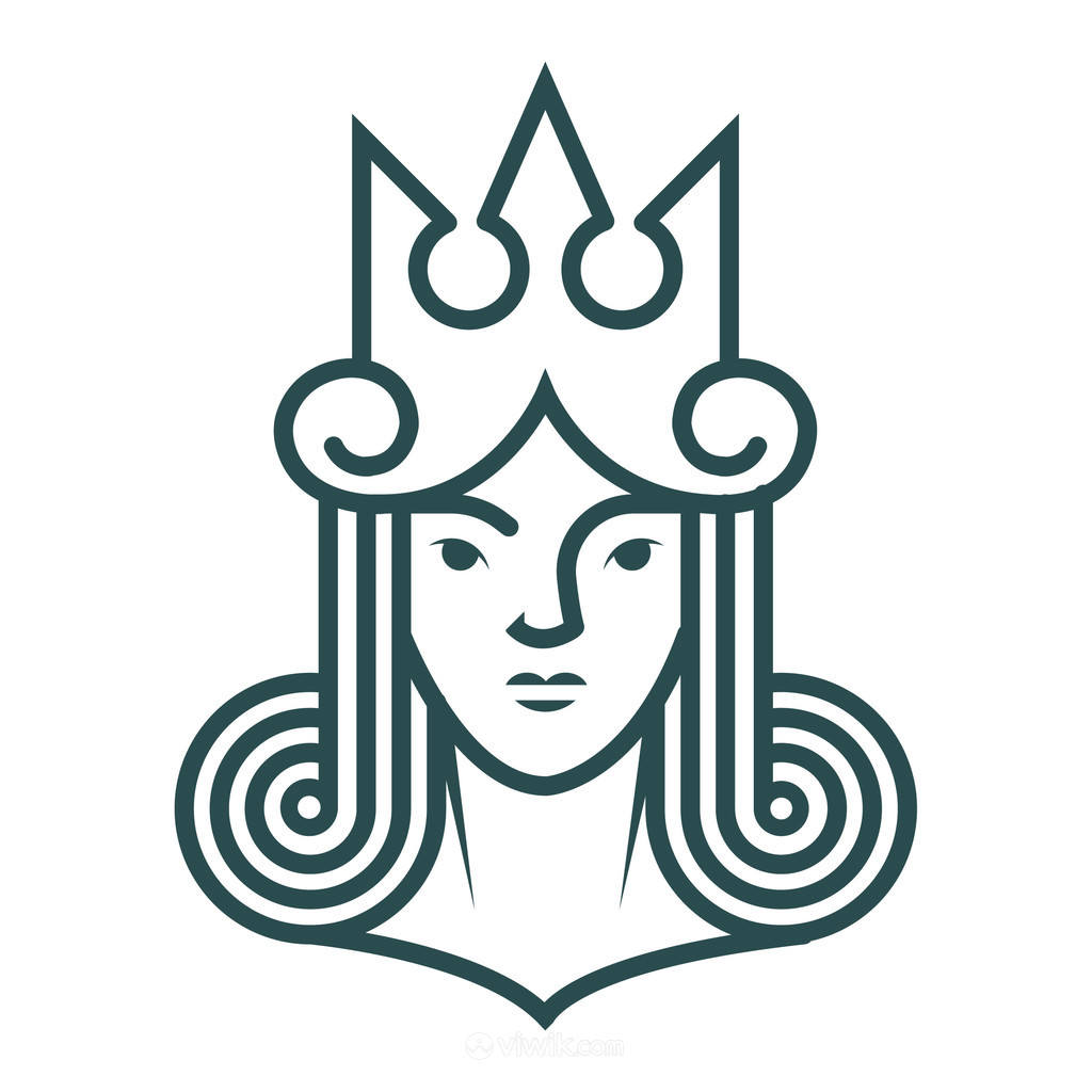 戴皇冠的女人头像标志图标矢量logo素材