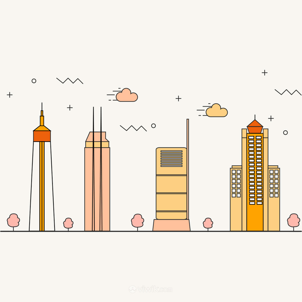 中国城市标志建筑旅游矢量图