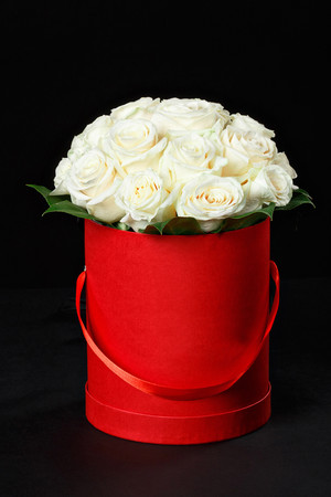 花朵一桶白色玫瑰花图片