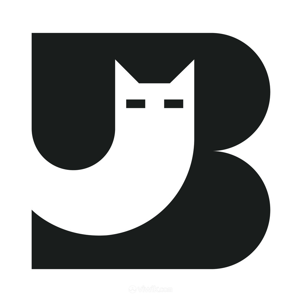 抽象字母B卡通猫标志图标矢量logo素材