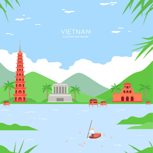 越南地标建筑风景矢量素材