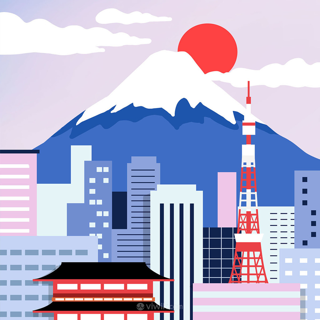 日本东京富士山城市建筑素材
