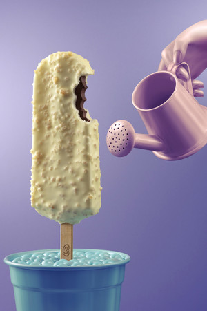 花盆冰淇淋雪糕創意美食攝影圖片