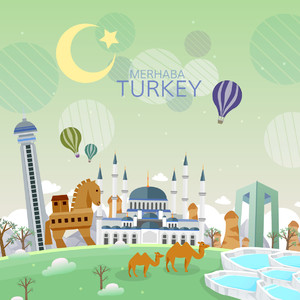土耳其度假旅游地标建筑矢量素材