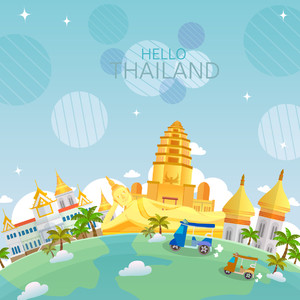 泰国大佛寺院度假旅游矢量素材