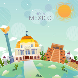 墨西哥旅游地标建筑矢量素材