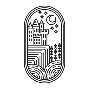 山水太陽星星建筑標志圖標矢量logo素材