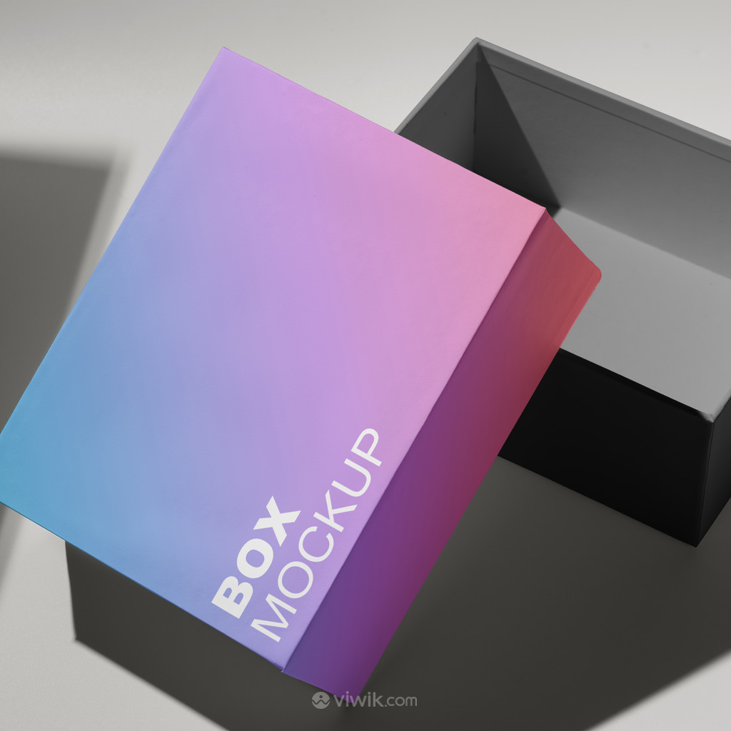 彩色纸盒包装盒抽拉盒贴图样机