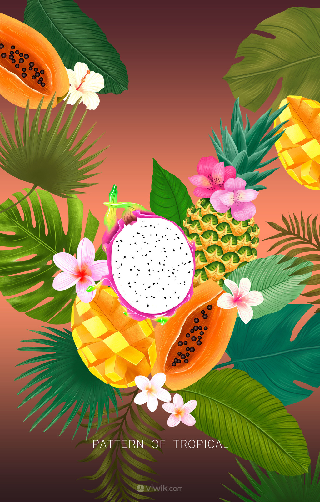 创意夏日主题热带芒果火龙果海报素材