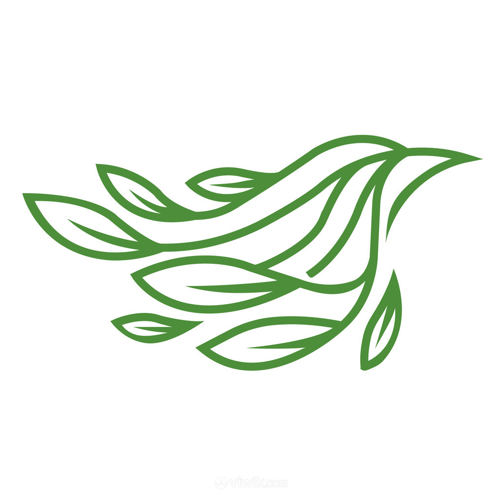 树叶鸟标志图标绿色环保矢量logo素材