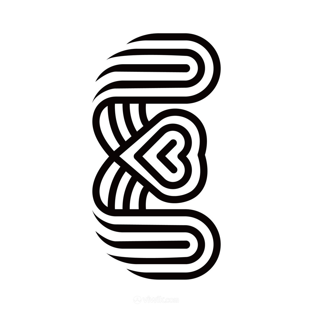 抽象爱心字母E标志图标矢量logo素材