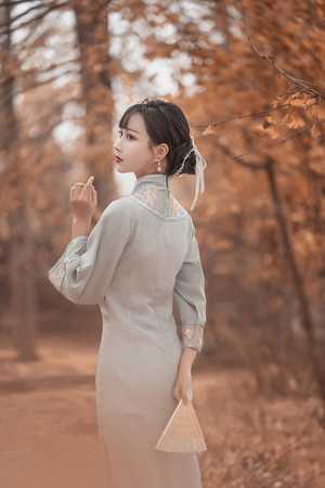 个人艺术照写真旗袍美女背影图片