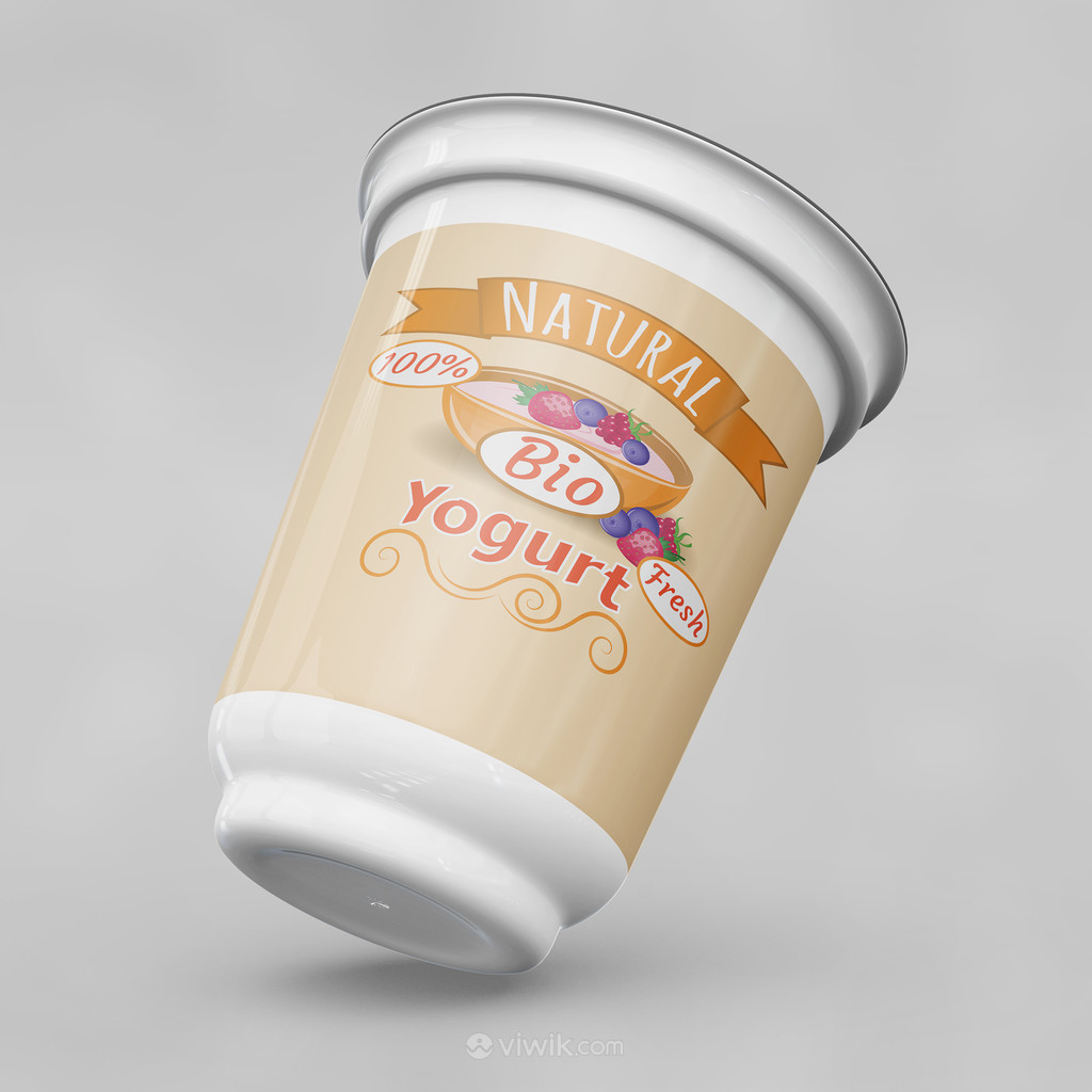 悬浮的酸奶包装贴图样机