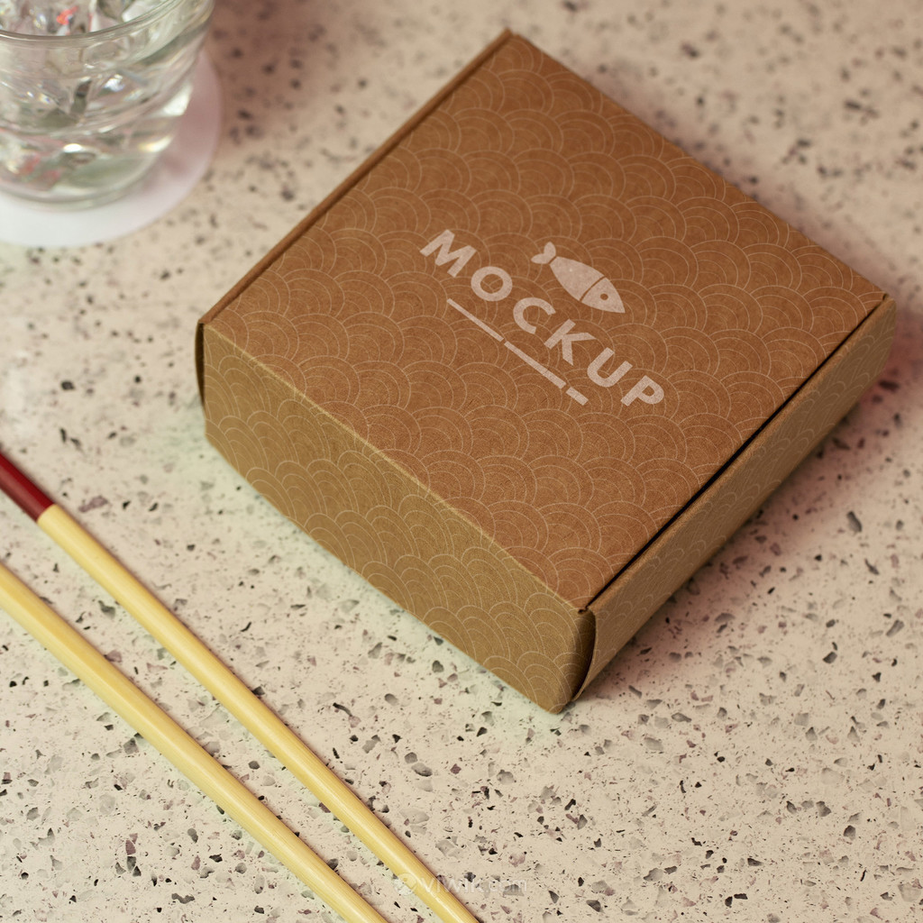 日式餐饮品牌打包盒餐盒纸盒贴图样机