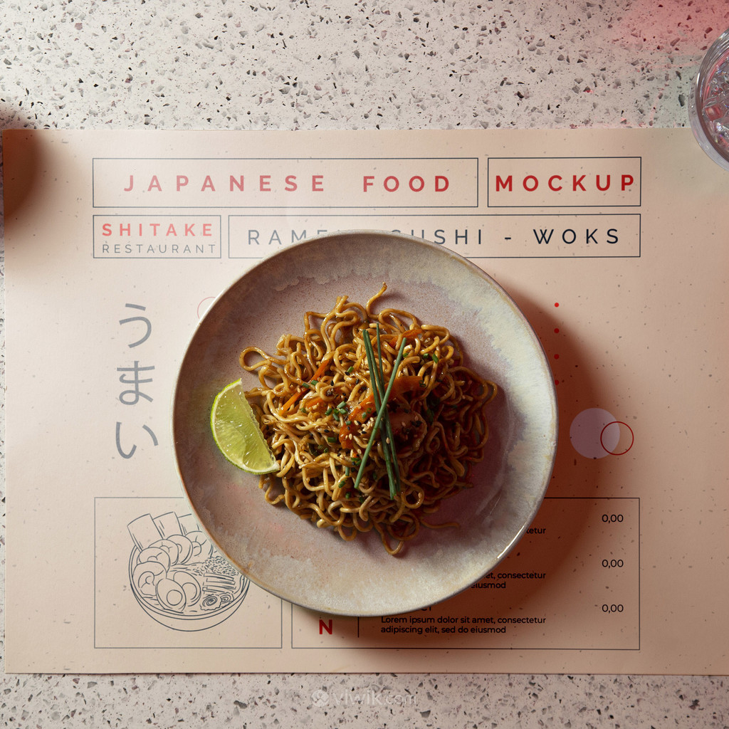 日式餐饮品牌vi垫餐纸贴图样机