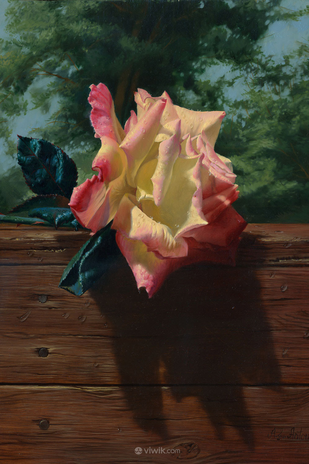 现代油画玫瑰花花卉高清图片