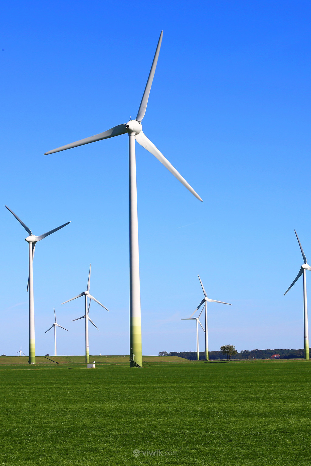 草地上的风车风力发电机图片