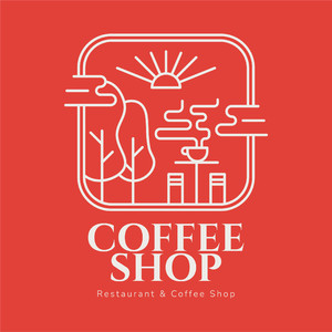 太阳树咖啡标志图标矢量餐饮食品logo素材