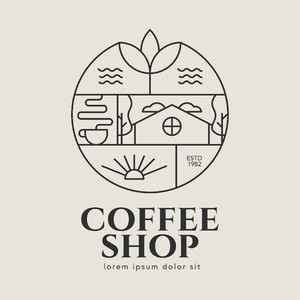 農場咖啡標志圖標矢量餐飲食品logo素材