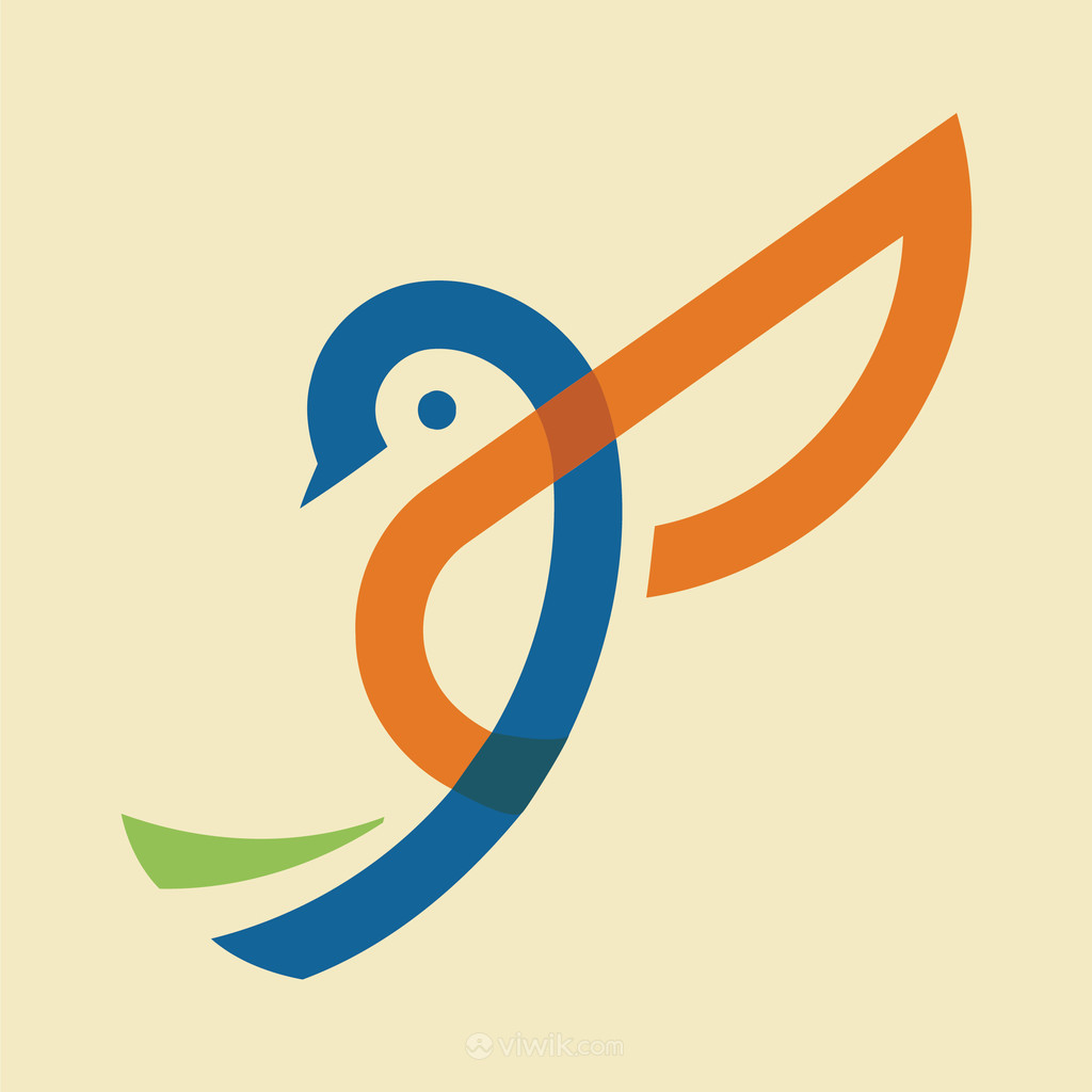 彩色抽象小鸟标志图标矢量logo素材
