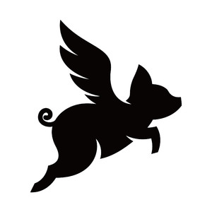 长了翅膀的猪标志图标矢量logo素材