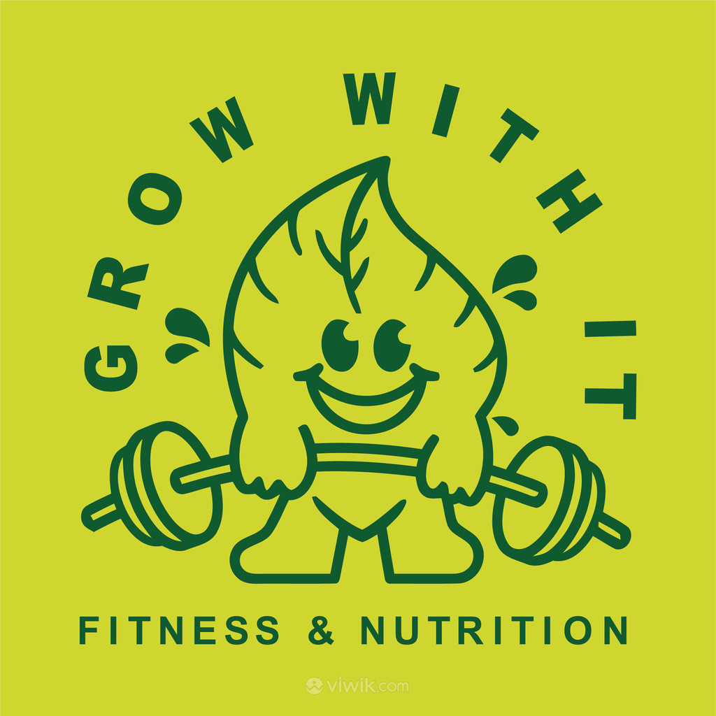 卡通树叶健身标志图标矢量logo素材