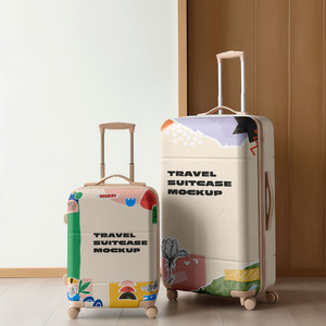 旅行必备潮品行李箱贴图样机