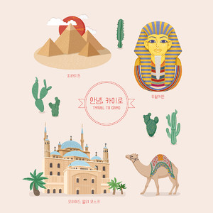 埃及金字塔法老著名景点旅游插画素材