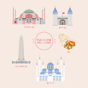 伊斯坦布尔清真寺标志建筑特色旅游矢量素材